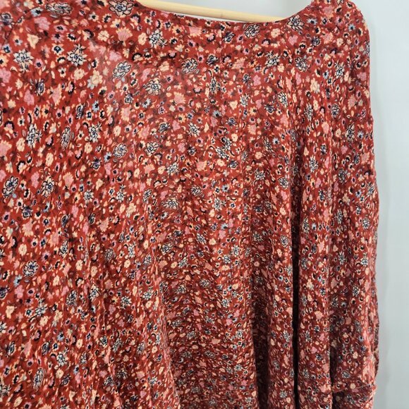 Torrid Red Floral Open Viscose Open Ruana Kimono Boho Cardigan Size 1x/2x - Picture 10 of 15